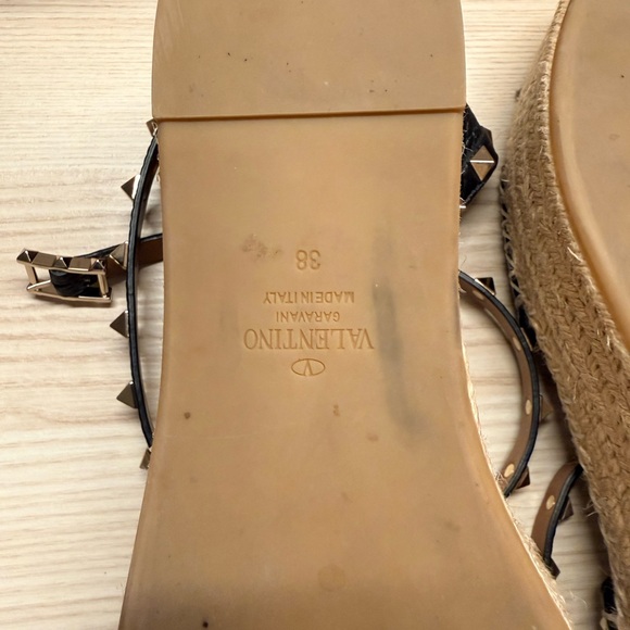 Valentino Garavani Black Studded Leather Espadrille Sandals - Picture 4 of 4
